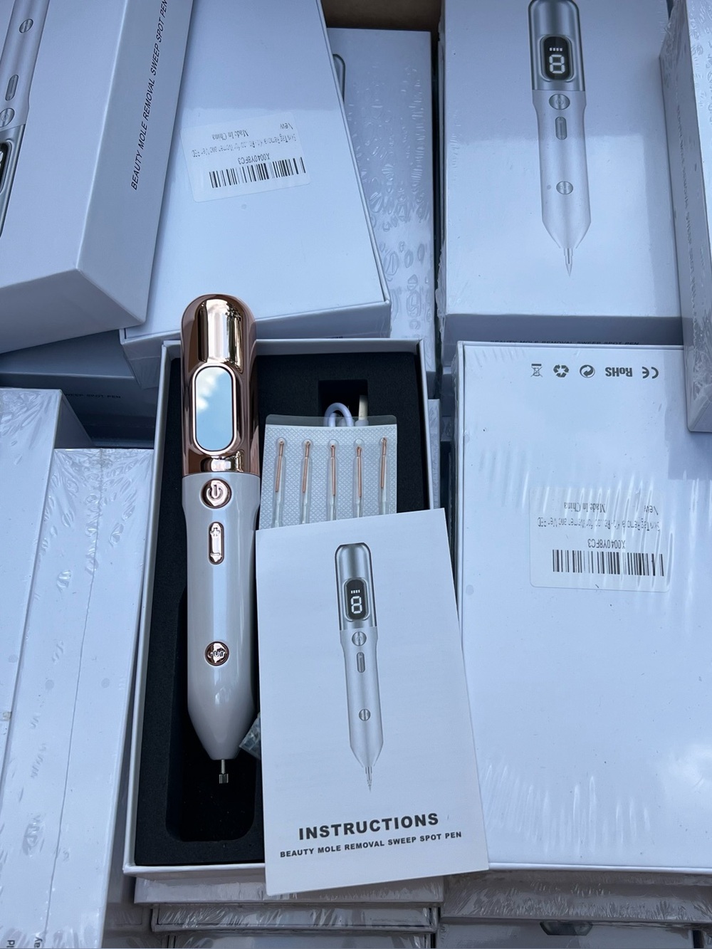 2 PACKS LED White & Rose Gold Plasma Pen for Skin Care - SEALED Skin Tag Remover